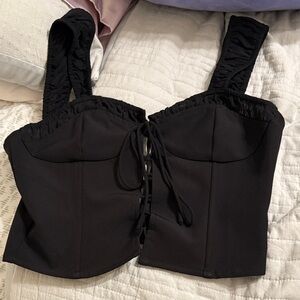 Black Top with Lace-Up Front